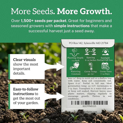 TKE Farms & Gardens - Watercress Seeds for Planting, 1500+ Non-GMO Heirloom Seeds, Grow a Nutrient-Rich Superfood, Easy for Indoor & Outdoor Gardens, Includes Planting Instructions, Qty 1