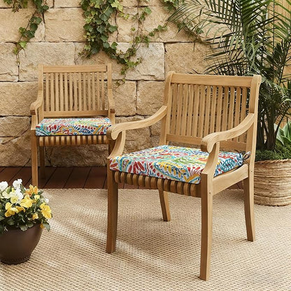 LVTXIII Outdoor Chair Cushions 19"x19"x2" Pack of 2, Water-Repellent Square Corner Memory Foam Seat Cushions with Ties for Garden Patio Furniture, Paisley Multi