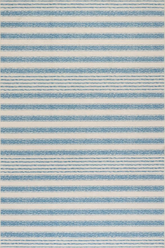 Dash & Albert Vion Blue Machine Washable Rug, 7.5 X 9.5 Feet, Blue/Grey Stripe Pattern