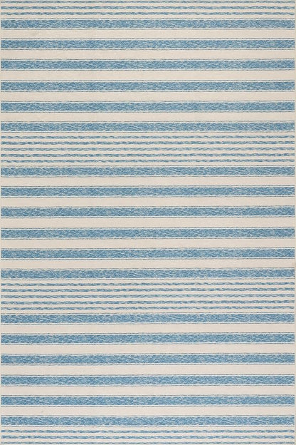 Dash & Albert Vion Blue Machine Washable Rug, 2 X 3 Feet, Blue/Grey Stripe Pattern