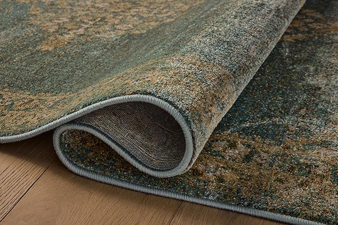 Loloi Magnolia Home by Joanna Gaines Mona Collection MOA-04 Aqua/Wheat 2'-6" x 4'-0" Accent Rug