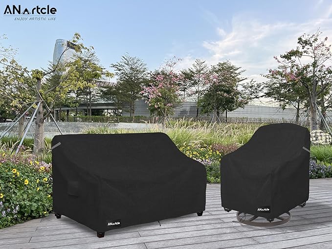 3-Seater Patio Sofa Cover,85W x 37D x 35H Inches Outdoor Couch Cover,100% Waterproof Heavy Duty Patio Sofa Covers,Patio Furniture Covers,Black
