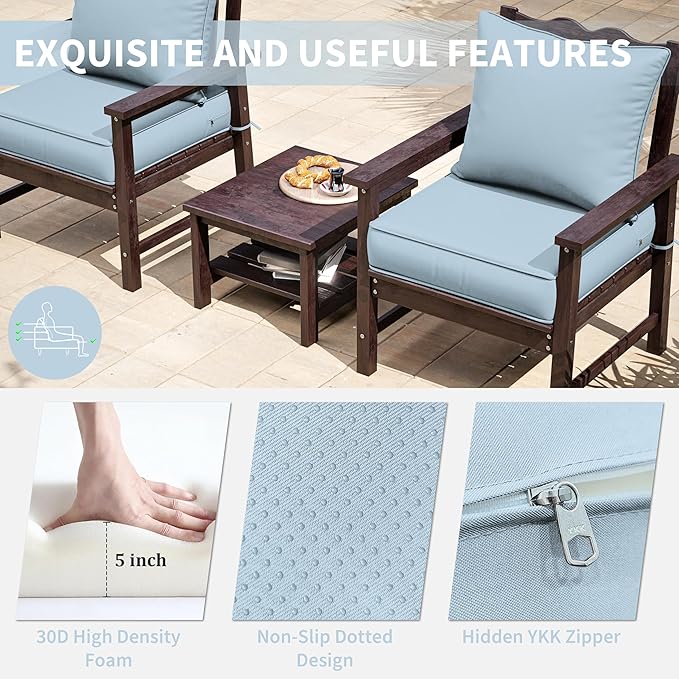 Premium Outdoor Seat Cushion Chair Cushions for Patio Furniture 24 L X 24 W X 5 H Waterproof & Fade Resistant Deep Seat and Backrest Cushion Set with Removable Covers for Chair, Sofa