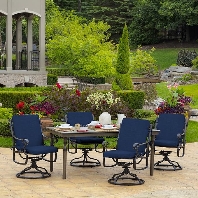 Arden 2-Pack Outdoor Patio Dining Chair Cushion, 20x44, Rain-Proof Seat Pad, Fade-Resistant Outdoor Cushion Sapphire Blue Leala