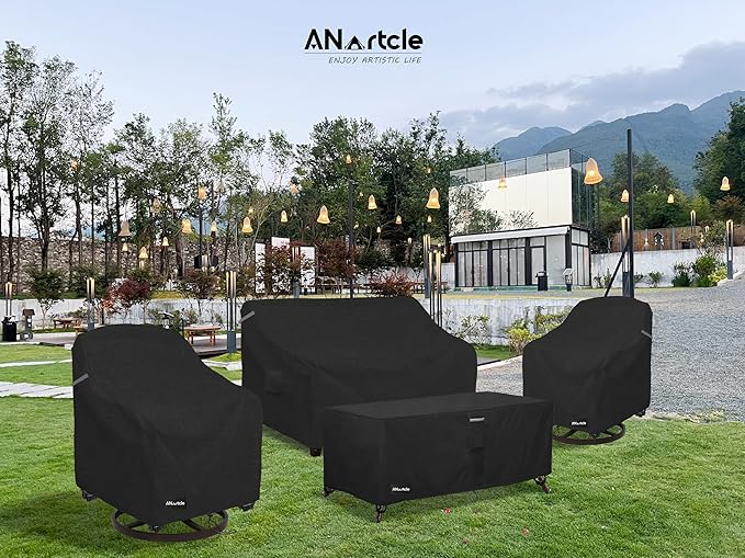 3-Seater Patio Sofa Cover,85W x 37D x 35H Inches Outdoor Couch Cover,100% Waterproof Heavy Duty Patio Sofa Covers,Patio Furniture Covers,Black