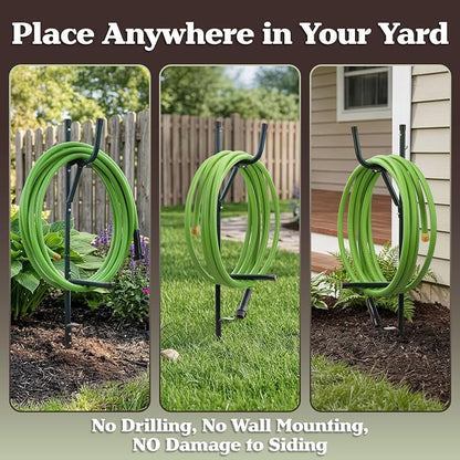 Water Hose Holder - Easy-to-Install Garden Hose Storage Metal Rack with Stake - Outdoor Freestanding Reel for Yard or Landscaping by Stalwart