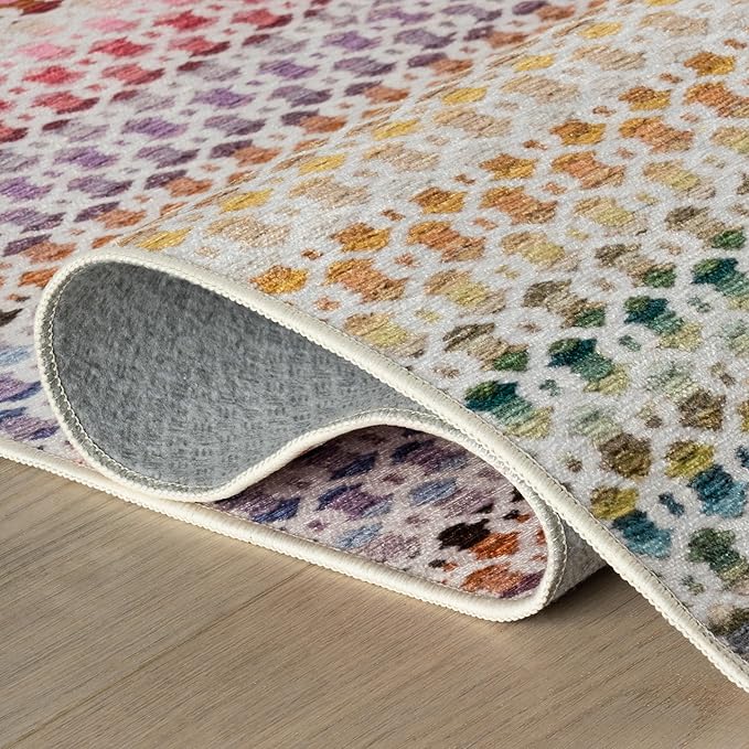 Dash & Albert Poppy Multi Machine Washable Rug, 9.5 X 13.5 Feet, Multicolored Geometric Pattern