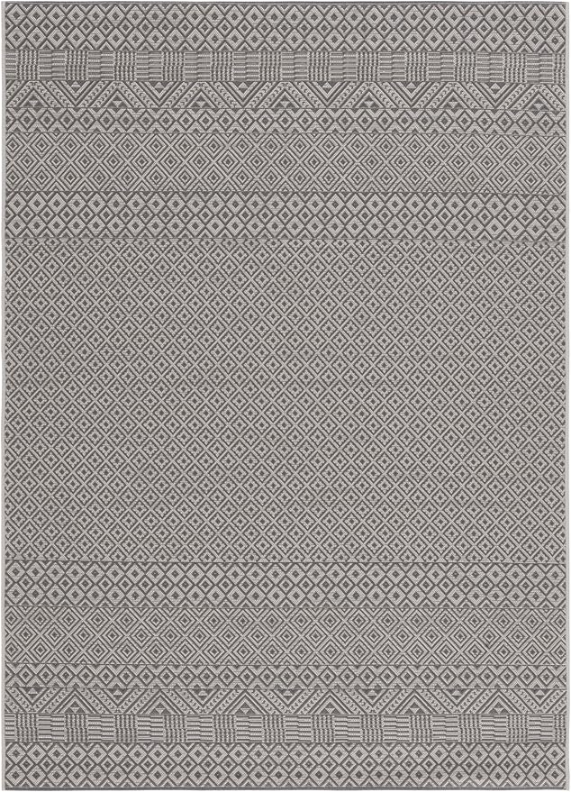 SAFAVIEH Washable Rug Outdoor Courtyard Collection - 6'7" x 9'6", Brown & Grey, Non-Shedding & Easy Cleaning, Ideal for Patio, Backyard, Mudroom (CY6235-07812)