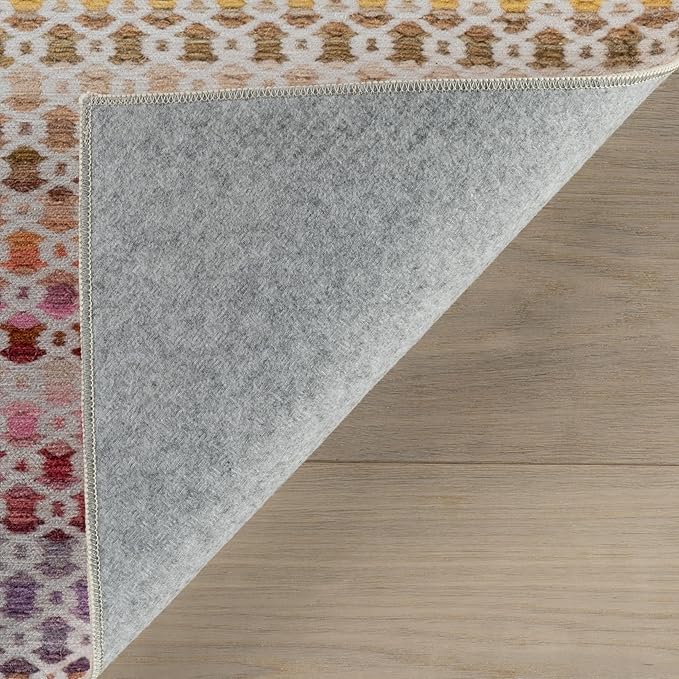 Dash & Albert Poppy Multi Machine Washable Rug, 4 X 6 Feet, Multicolored Geometric Pattern
