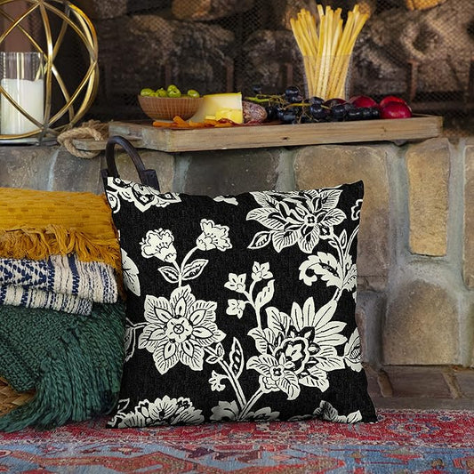 Arden Outdoor Toss Pillow, 2 Pack, 16 x 16, Rain-Proof, Fade Resistant Ashland Black Jacobean