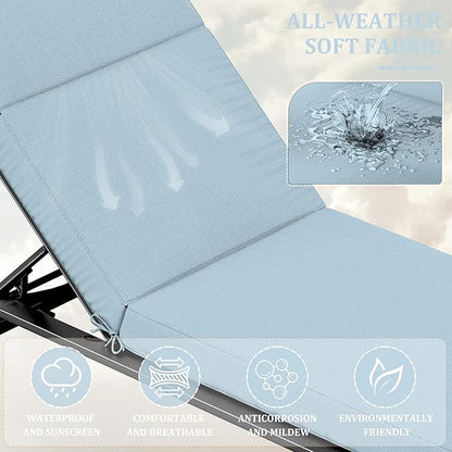 Chaise Lounge Cushions Outdoor, 80" L X 26" W X 4" D Lounge Chair Cushions for Outdoor Furniture, High-Density Foam Outdoor Chaise Cushion-Waterproof Fade-Resistant ThickPatio lounge chair cushion