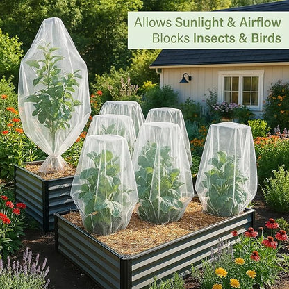 Fruit Tree Protection Bags 4.5x6 FT in 4 Pack | Multiple Size Garden Netting for Fruit & Vegetable Protection | White Plant Net Cover for Blueberry & Tomato | Bird & Insect Mesh Fabric Protector