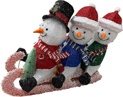 Alpine Corporation 29" H Let It Snow White Fabric Snowman with LED Lights, Indoor and Outdoor Christmas Decor