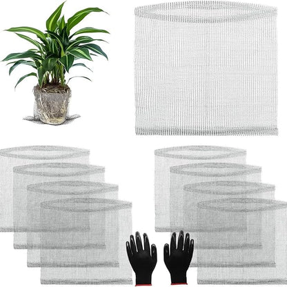 8 Pcs 20 * 18in Pot Drainage Root Protection Mesh Bag, Plant Flower Pot Anti-Leak Soil Net Cover with Gardening Gloves Indoor Outdoor Potted Plant Supplies