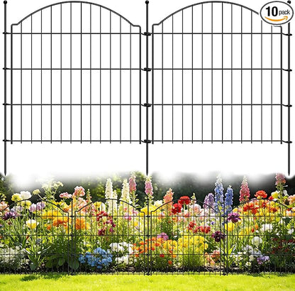 Decorative Garden Fences 24in x 20ft, 10 Pack Outdoor Fencing Animal Barrier Dog Border, Metal Wire Fence Panels for Garden Decor, Flower Bed Edging Borders for No Dig Patio Yard