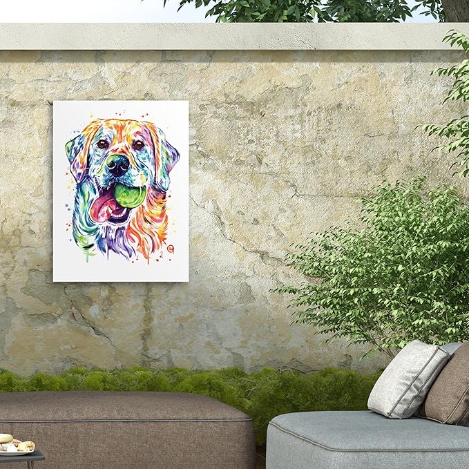 Outdoor Canvas Art - Lisa Whitehouse 'Golden Retriever' Wall Art for Outdoor Spaces, Patios, or Gardens by Trademark Fine Art
