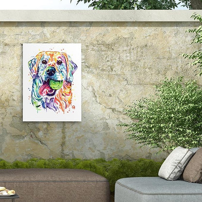 Outdoor Canvas Art - Lisa Whitehouse 'Golden Retriever' Wall Art for Outdoor Spaces, Patios, or Gardens by Trademark Fine Art