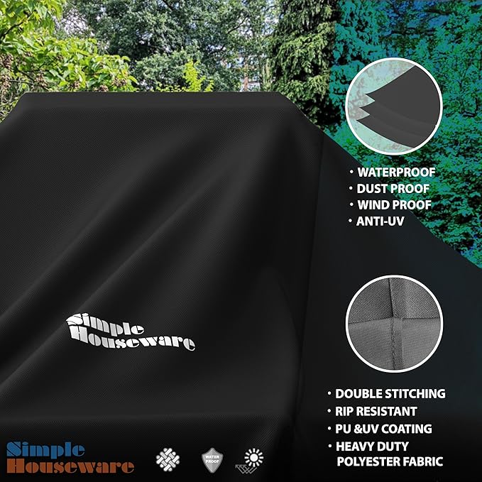 Simple Houseware 64 in. Heavy-Duty BBQ Gas Grill Cover, 600D Polyester Waterproof, Weather-Resistant