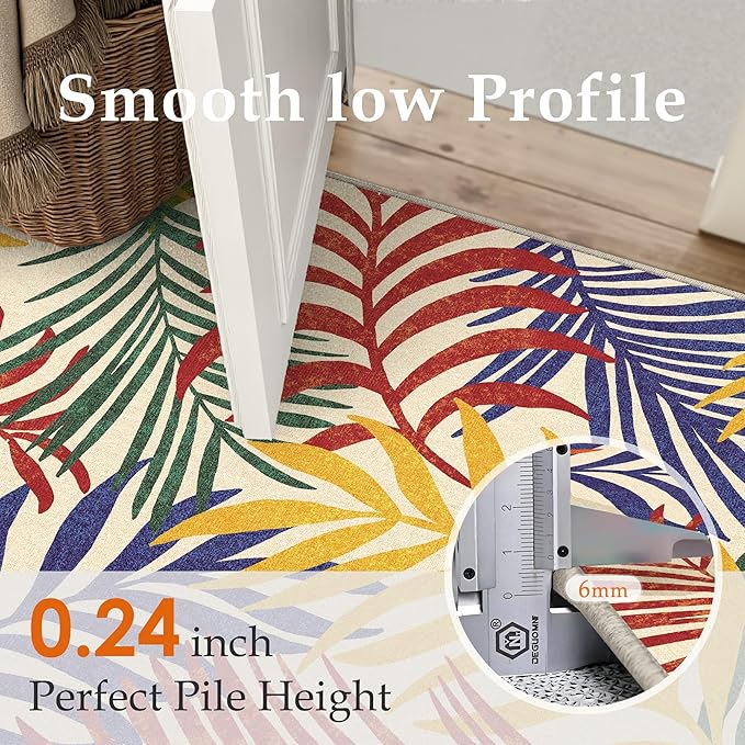 5x7 Indoor Outdoor Area Rug Washable Patio Rug Multicolored Non Slip Non Shedding Waterproof Carpet for Living Room Bedroom Backyard Porch Camping RV Balcony Poolside