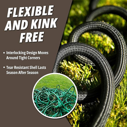 Hydrosteel PRO 50 Ft Heavy Duty Metal Garden Hose with Nozzle, Water Hose Made from 304 Stainless Steel, Flexible, Lightweight, Brass Crush Resistant Fittings, Kink Free, 5/8” Diameter, 600 PSI