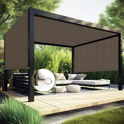 Shade&Beyond 10' W × 23' L Pergola Shade Cover Mocha Pergola Cover Canopy Replacement Shade Cloth for Garden, Patio, Deck, Porch with Grommets and Rods(Make Custom Size)
