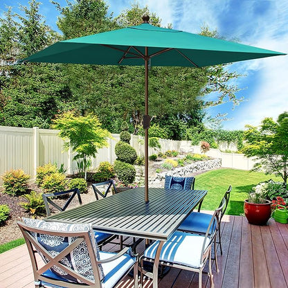 EliteShade USA 10-Year-Non-Fading 6.5x10Ft Rectangular Market Umbrella Patio Umbrella Outdoor Table Umbrella with Ventilation, Teal