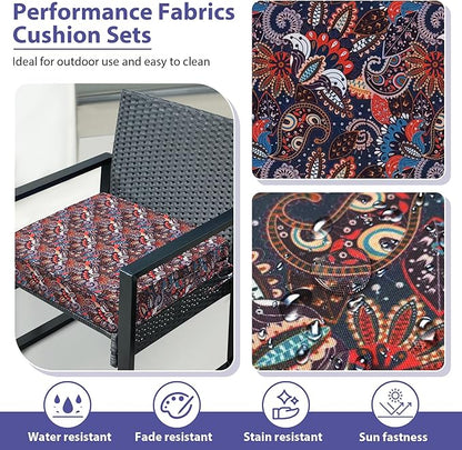 Outdoor Chair Cushions Set of 4,Waterproof Outdoor Seat Cushions for Patio Furniture,Patio Chair Cushion with Handle and Ties, Out Door Chair Pads,19" x 19" x 3", Artistic Floral