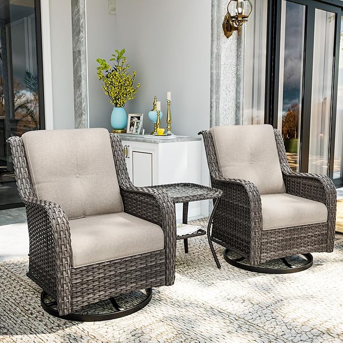 Outdoor Chair Cushions Set for Patio Furniture, 22x25/22x24 Inch, Waterproof & Fade Resistant Patio Chair Cushions, Thick Patio Furniture Cushion for Chair, Sofa, and Couch (Beige, 2 Set)