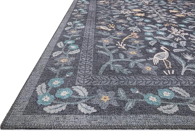 Loloi Rifle Paper Co. Maison Collection MAO-01 Nightingale Black 2'-6" x 12'-0", .19" Pile Height, Runner Rug
