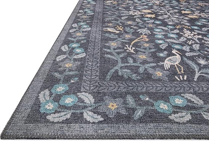 Loloi Rifle Paper Co. Maison Collection MAO-01 Nightingale Black 2'-6" x 12'-0", .19" Pile Height, Runner Rug