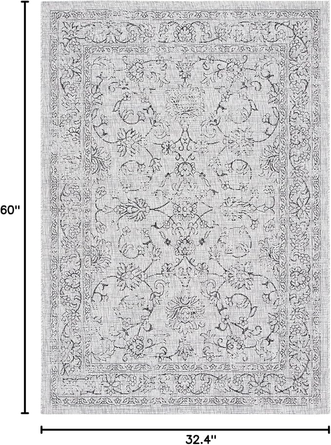 SAFAVIEH Courtyard Collection 2'7" x 5' Grey/Black CY8680 Indoor/ Outside Waterproof Easy cleansingPatio Backyard Mudroom Area Mat