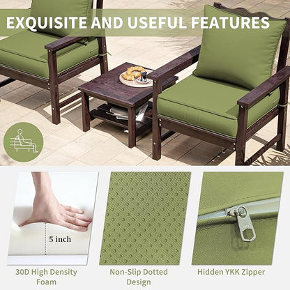 Premium Outdoor Seat Cushion Chair Cushions for Patio Furniture 24 L X 24 W X 5 H Waterproof & Fade Resistant Deep Seat and Backrest Cushion Set with Removable Covers for Chair, Sofa