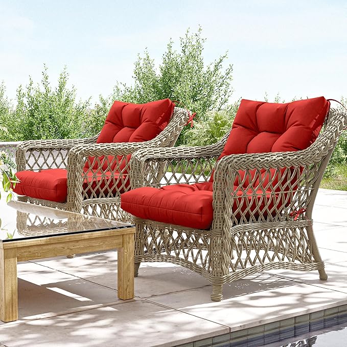 Patio Seat&Back Chair Cushions for Outdoor Furniture，Comfortable Cushions for Rocking/Dining/Lawn Chair-Set of 4