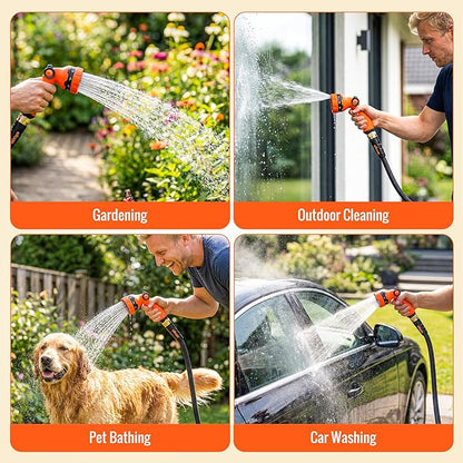 Nitigo Ultra Lightweight Garden Hose 100FT, Non-Expanding Water Hose with 10-Function Nozzle, Wear-Resistant Nylon Outer Layer, No-Kink, Leak-Proof, Burst 280 PSI for Yard, Outdoor (3/4" GHT)