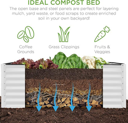 Best Choice Products 6x3x2ft Outdoor Metal Raised Garden Bed, Deep Root Box Planter for Vegetables, Flowers, Herbs, and Succulents w/ 269 Gallon Capacity - White