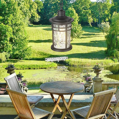 Darkaway Outdoor Pendant Lights for Porch, Outdoor Chandelier Hanging Porch Lights Outside Ceiling Mount Aluminum with Water Ripple Glass for House Gazebo Patio