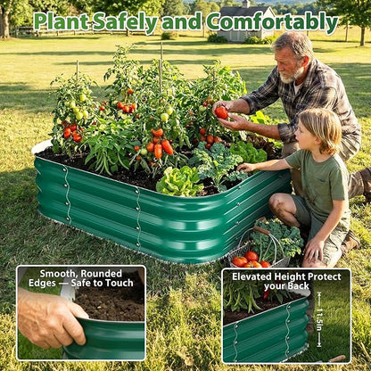 Galvanized Raised Garden Bed 3x3 ft, Heavy Duty Metal Planter Box for Vegetables, Flowers & Herbs, 12" Raised Outdoor Modular Gardening Bed, Above Ground Growing Container, Easy Assembly, Green