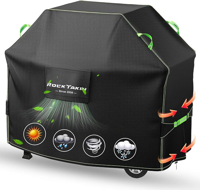 ROCKTAKIN Heavy Duty 72 Inch Grill Cover for Weber Genesis 4 Burner & Summit 6 Burner, Waterproof UV & Fade Resistant Windproof Outdoor BBQ Cover with Air Vents for Weber Char-Broil Nexgrill and More