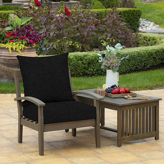 Arden Outdoor Deep Seat Cushion Set (2-Pack), 22 in x 24 in, Weather-Proof, Rain-Proof, Fade Resistant Patio Cushion for Chair, Sofa, and Couch Black Leala