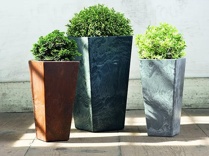 Root & Vessel, Ella Tall Planter, Black, 13.5"