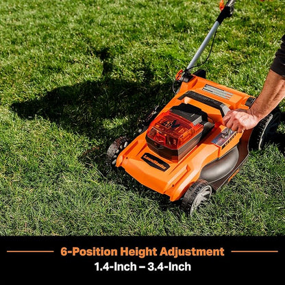 LawnMaster 48V MAX Electric Lawn Mower, 19-inch Brushless Cordless Lawn Mower with 2X24V MAX 4.0Ah Battery and a Dual Charger-CLMF4819A