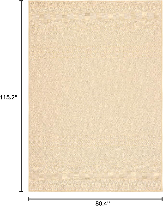 SAFAVIEH Washable Rug Outdoor Courtyard Collection - 6'7" x 9'6", Gold & Beige, Non-Shedding & Easy Cleaning, Ideal for Patio, Backyard, Mudroom (CY6235-30612)