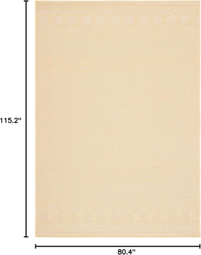SAFAVIEH Washable Rug Outdoor Courtyard Collection - 6'7" x 9'6", Gold & Beige, Non-Shedding & Easy Cleaning, Ideal for Patio, Backyard, Mudroom (CY6235-30612)