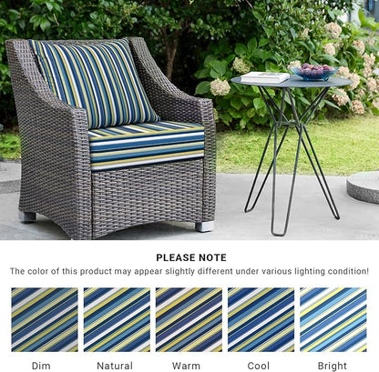 Outdoor Cushions for Patio Furniture,Outdoor Seat Cushion Set 24 x 24 x 4 Inch,Waterproof & Fade Resistant Outdoor Chair Cushions, Patio Chair Cushion, Blue Stripe