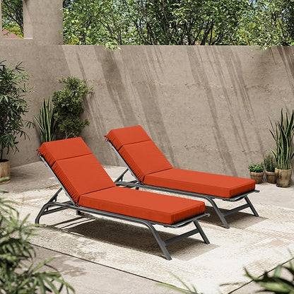 2 Pcs Chaise Lounge Cushions Outdoor, 72" L X 21" W X 4" D Lounge Chair Cushions for Outdoor Furniture, High-Density Foam Patio Chaise Cushion-Waterproof Fade-Resistant ThickPatio lounge chair cushion