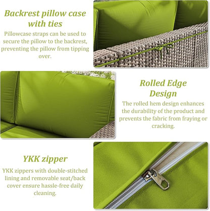 14 Pcs Outdoor Cushion Slipcovers Outdoor Patio Cushion Covers Replacement Waterproof with Zipper for Outdoor Furniture, Patio Sofa Couch 3 Sizes, Covers Only