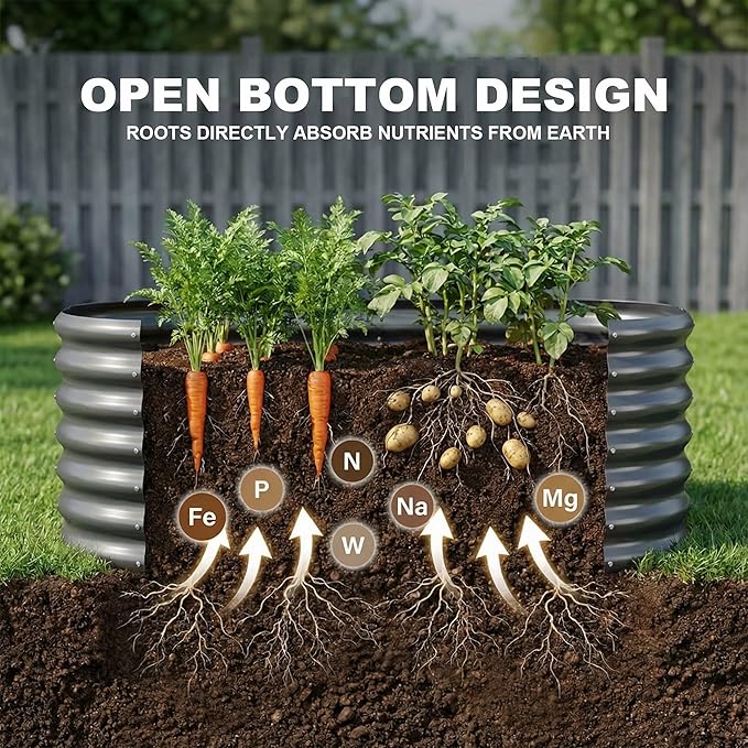 AHEONLAR 3 Pack 4×2×1.5ft Galvanized Raised Garden Bed Outdoor, Sturdy Planter Boxes for Vegetables, Fruits, Flowers and Plants, Easy Assembly, Grey