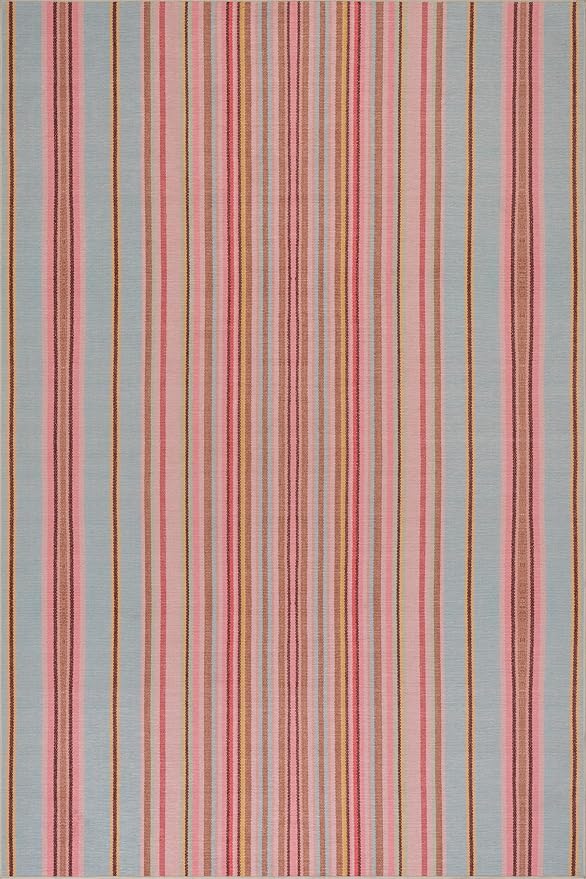 Dash & Albert Jamaica Stripe Multi Machine Washable Rug, 7.5 X 9.5 Feet, Blue/White Stripe Pattern