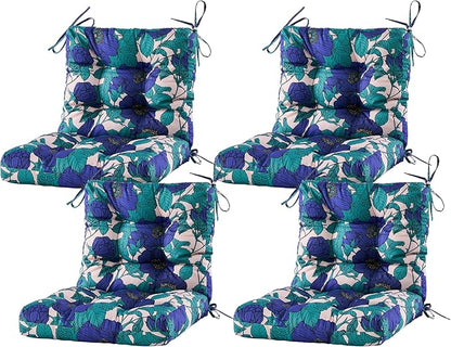 ARTPLAN Seat/Back Outdoor Chair Cushion,Set of 4 Patio Chair Cushion with Tie,Tufted Replacement for Patio Furniture,40x20x4 Inches,4 Count,Floral