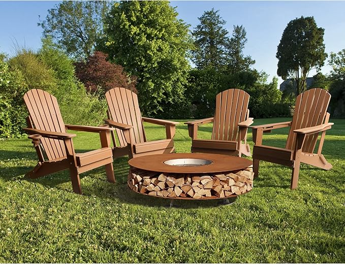 FUNBERRY Folding Adirondack Chair Set of 4, All Weather HDPE Fire Pit Chairs with Cup Holder for Outdoor